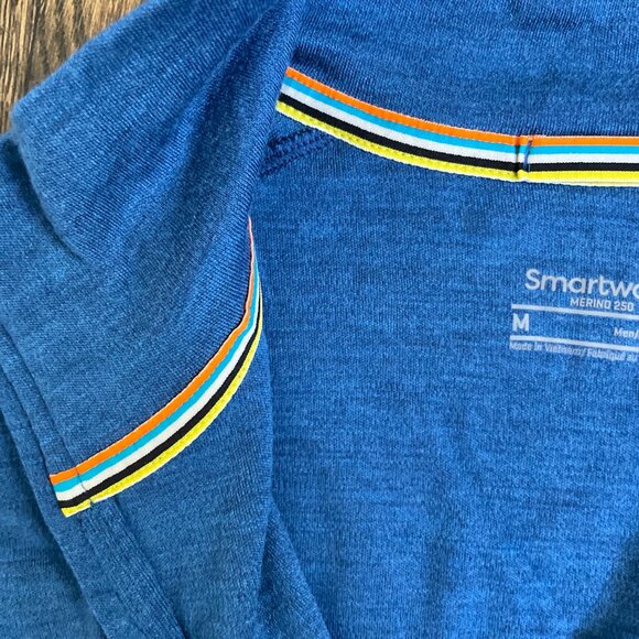 Smartwool Merino 250 Base Layer Quarter Zip Pullover Men's Medium Blue NWT - Picture 6 of 7